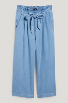 Spodnie materiałowe - wysoki stan - szerokie nogawki