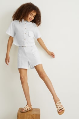 Pantalons curts - mescla de lli