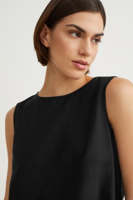 Bluse - Leinen-Mix