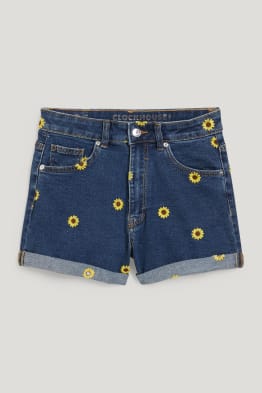 CLOCKHOUSE - džínové šortky - s květinovým vzorem