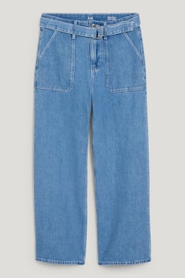 Wide leg jeans amb cinturó- high waist