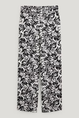 Stoffhose - Mid Waist - Wide Leg - gemustert