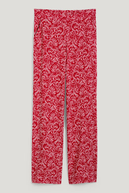 Stoffhose - Mid Waist - Wide Leg - gemustert