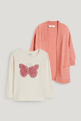 Set - gebreid vest en longsleeve - 2-delig