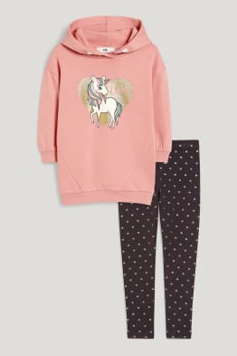 Ensemble - robe en molleton à capuche et leggings - 2 pièces