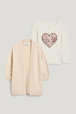 Set - gebreid vest en longsleeve - 2-delig