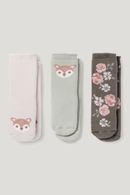 Confezione da 3 - cerbiatti - calzini neonati con motivi - inverno