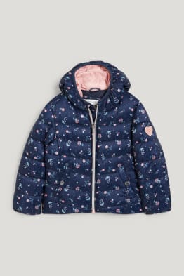 Steppjacke mit Kapuze - geblümt