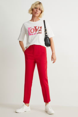 Pantalon de toile - high waist - tapered fit