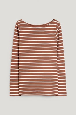 Camiseta básica de manga larga - de rayas