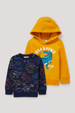 Lot de 2 - dinosaures - sweat à capuche et sweat