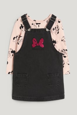 Minnie Maus - Set - Langarmshirt und Jeans-Latzkleid