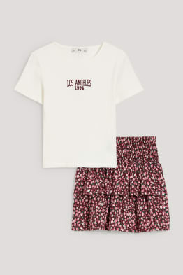 Set - rok en T-shirt - 2-delig - gebloemd