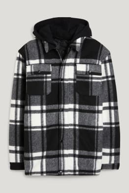 Hemdjacke mit Kapuze - kariert