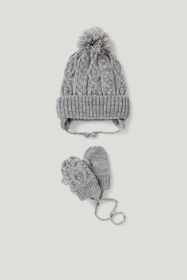 Zestaw - czapka niemowlęca i rękawiczki - 2 części