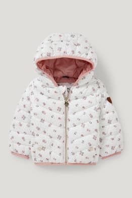 Chaqueta acolchada para bebé con capucha - de flores