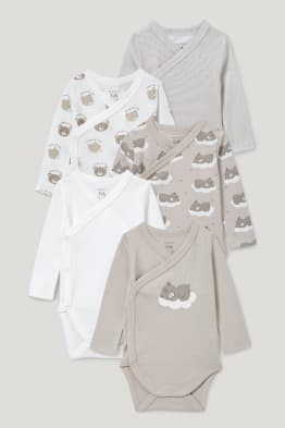 Multipack of 5 - baby wrapover bodysuit