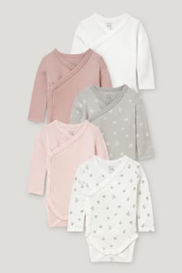 Multipack of 5 - baby wrapover bodysuit