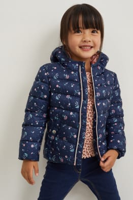 Steppjacke mit Kapuze - geblümt
