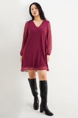 Chiffon-Kleid mit V-Ausschnitt