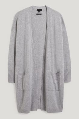 Lange Kaschmir-Strickjacke