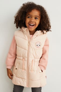 Minnie Mouse - chaleco acolchado largo con capucha