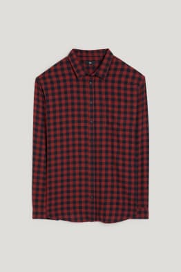 Koszula flanelowa - regular fit - kołnierzyk kent - w kratę