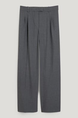 Pantaloni de stofă - talie înaltă - wide leg - dungi fine