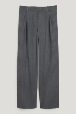 Pantalon de toile - high waist - wide leg - fines rayures