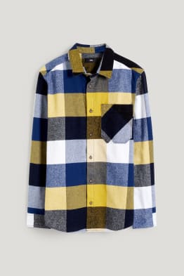 Camicia - regular fit - collo all'italiana - a quadretti