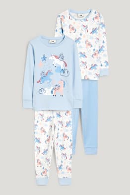 Pack de 2 - unicornio - pijamas - 4 piezas
