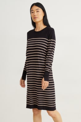 Rochie din tricot basic - cu dungi
