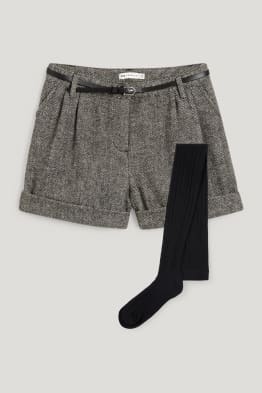 Set - korte broek met riem en maillot - 2-delig