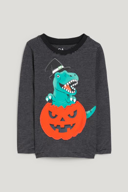 Dinosaurios - camiseta de manga larga de Halloween - de rayas