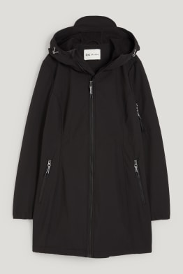 Těhotenská softshellová bunda s kapucí - nosící