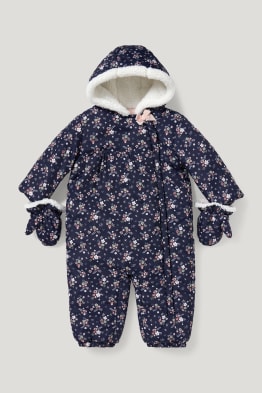 Costum de zăpadă cu glugă bebeluși - cu flori