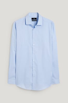 Koszula biznesowa - Slim Fit - kołnierzyk włoski - dobrze się prasuje - w paski