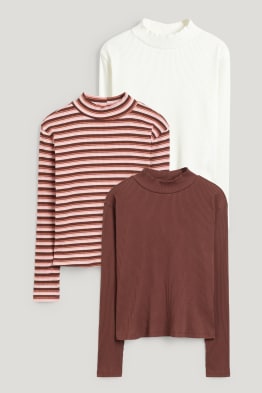 Extended Sizes - Multipack 3er - Rollkragenshirt