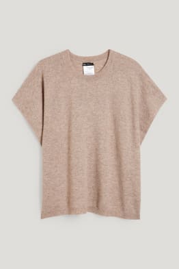 Strick-Poncho mit Kaschmir-Anteil - Woll-Mix