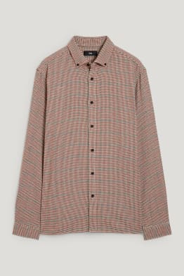 Flanellen overhemd - regular fit - button down - geruit