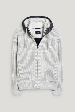 Gilet en maille à capuche