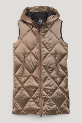 Lange bodywarmer met capuchon