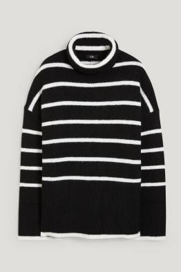 Pull à col roulé - à rayures