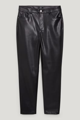Pantalons - high waist - straight fit - pell sintètica