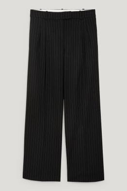 Plátěné kalhoty - high waist - wide leg - úzké proužky