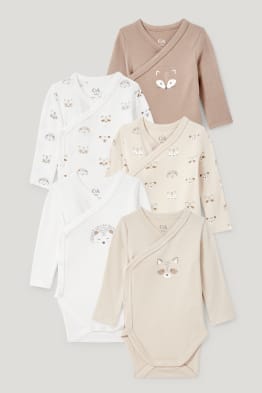 Multipack of 5 - baby wrapover bodysuit