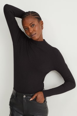 Maglione collo alla coreana - a coste