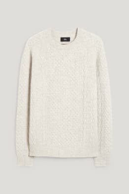 Pullover mit Kaschmir-Anteil - Woll-Mix - Zopfmuster