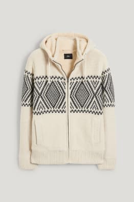 Gilet en maille à capuche