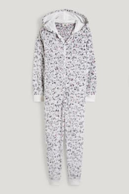 Onesie van fleece, met capuchon